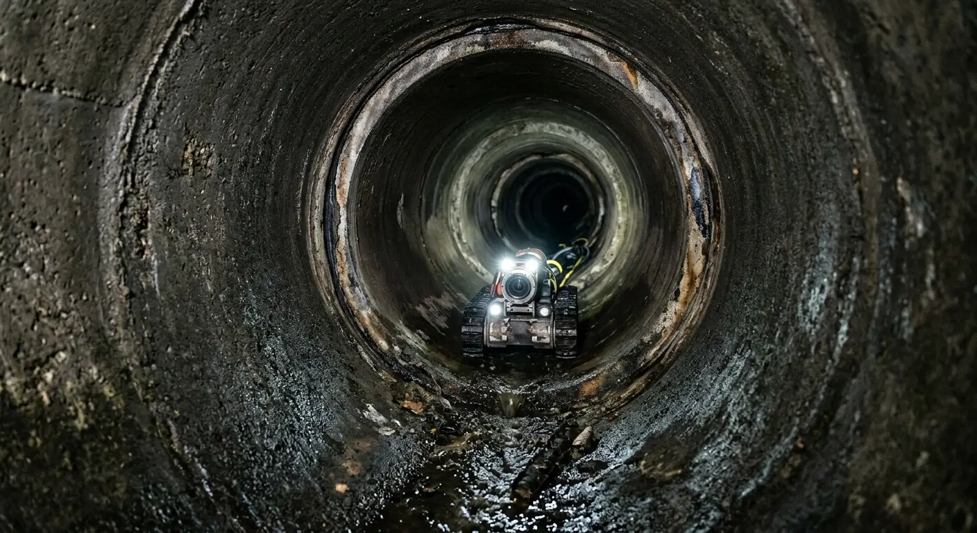 Robotic sewer camera inspecting pipe interior for Sewer Line Repair in Edina